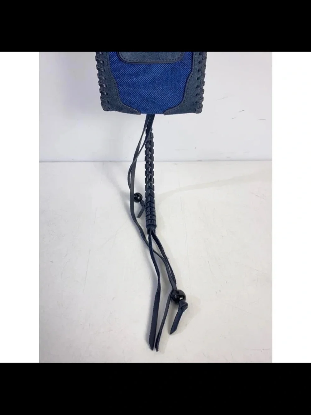 Mulberry Blue Canvas and Leather Crossbody Pouch